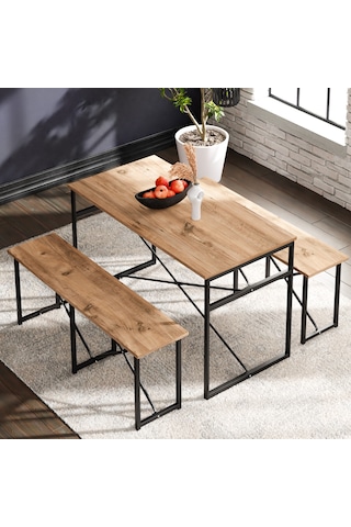 Masa Takımı Bench Bank Masa Seti 120x60  Masa Mutfak Masası Yem