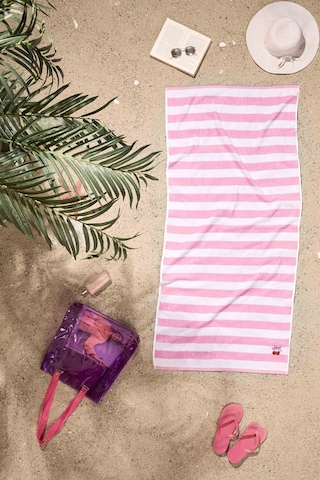 Özdilek Tarzy Line Nakışlı Plaj Havlusu 70x150 Cm Pembe