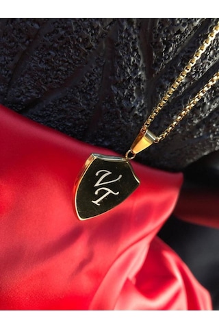 Vog Kişiye Özel Harf Isim Ve Figür Yazıla Bilen Kalkan Dizayn Şık Çelik Sarı Renk Kolye Sarı