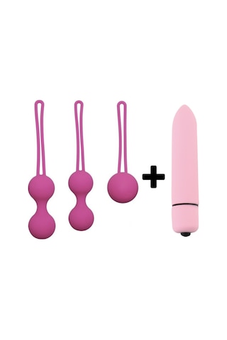 Carmine 3 Farklı Ağırlıkta Vajinal Anal Kegel Toplar Ve Mini Vibratör