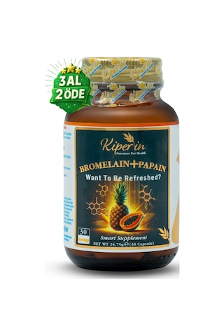 Kiperin Bromelain 2500 Gdu & Papain - Doğal Proteolitik Enzim 30kapsül & 700mg Akıllı Gıda Takviyesi