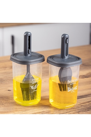 Porsima 0520 2'li Silikon Fırçalı Yağlık Yağdanlık 350 Cc Antrasi