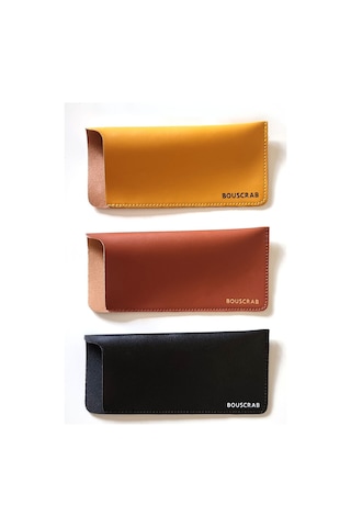 Bouscrab Hafif ve Kompakt Tasarım Vegan Deri Gözlük Kılıfı 17 x 8 CM