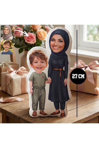 Bk Gift Kişiye Özel Anne&çocuk Tasarımlı Bebek Yastık -2, Anneler Günü Anneye Çok Renkli