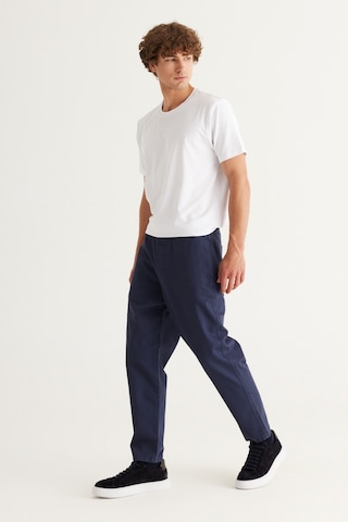 AC&Co / Altınyıldız Classics Erkek Lacı Slim Fit Dar Kesim Beli Bağlamalı %100 Pamuk Pantolon Lacivert