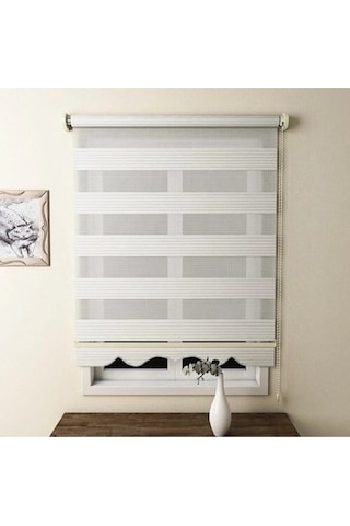 Kidmex Ekru Plisei Ithal Kumaş Zebra Stor Perde Etek Dilimli