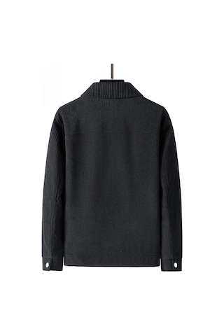 Moda Yönetici Dikey Çizgili Sıcak Kalın Erkek Ceketi Bej