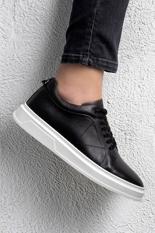 Ducavelli Correndo Erkek Hakiki Deri Sneaker, Bağcıklı Sneaker, Hakiki Deri Sneaker, Erkek Sneaker Siyah