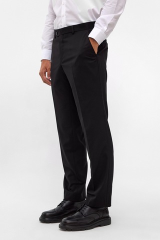 Süvari Bol Kalıp Geniş Paça Premium Kalite Düz Erkek Kumaş Pantolon Siyah