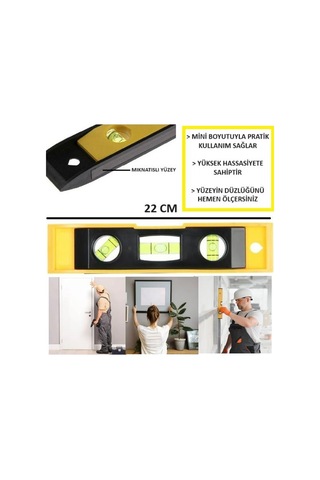 Su Terazisi Mini Eğim Ölçen Terazi Mıknatıslı Çok Amaçlı 22cm Yüzey Ölçümü