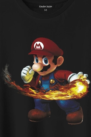Ateş Çıkaran Super Mario Smash Bros Oyun Baskılı Tişört Unisex T-shirt 001