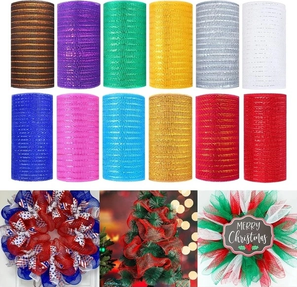 Trendooze Yeşil 6 Inç X 30 Feet Dekoratif Mesh Şerit Yılbaşı Parti Süsleme