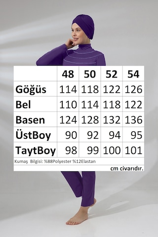 Büyük Beden Likralı Tam Kapalı Tesettür Mayo 1286-23 Mor Mor