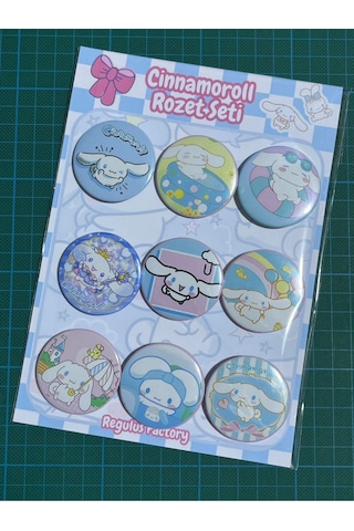 Cinnamoroll Karakterleri Rozet Seti 9 Adet 44mm