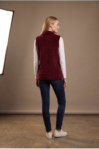 Soulshae Cepli Kolsuz Peluş Fermuarlı Ceket Bordo