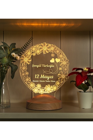Anneler Günü Papatya Kişiye Özel Hediye 3D Led Lamba