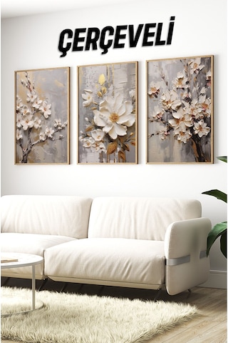 Ahşap Çerçeveli Mdf Tablo Seti Salon Ve Oturma Odası Için Çt3100 42 X 62