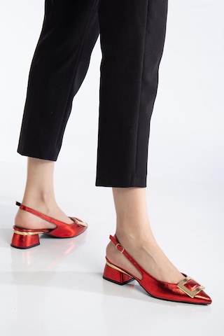 Suins Shoes Suins Milina Model Kadın Orta Topuklu Ayakkabı Kırmızı