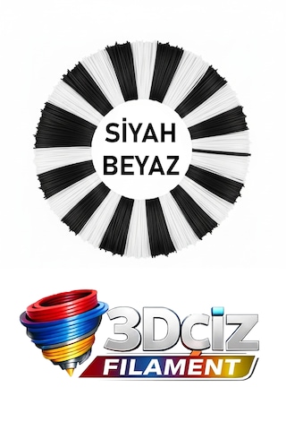 Pla 3d Kalem Filament Pla Siyah - Beyaz Renk 10 X 2 Metre 20 Metre Pla Filament