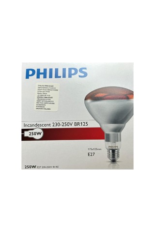 Philips 250w Kızılötesi Infrared Hayvan Isıtma Ve Fizik Tedavi Lambası, Kırmızı Işık, Br125