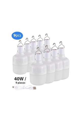 Maiyame 9'lu Usb Şarj Edilebilir Led Feneri, 5 Seviye Parlaklık Ayarlı, Kancalı Acil Işık, 500mah Batarya, Ev Ve Kamp Kullanıma Uygun