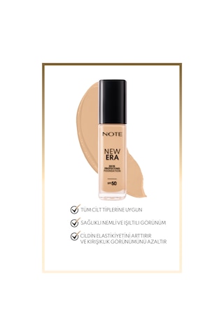 Note Cosmetique New Era Skin Protecting Spf 50 Nemlendirici Etkili Hyaluronik Asitli Fondöten - 120 Natural Beige