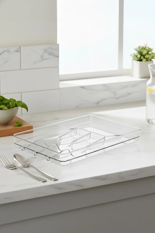 Şeffaf Akrilik Raf İçi Kaşıklık 26,5 34,5 4,5 Cm Çok Renkli