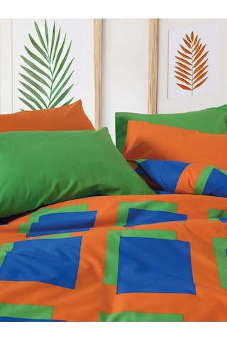 Cozy Home Popping Colors Çift Kişilik Lastikli Çarşaflı Nevresim Takımı Venus Mavi