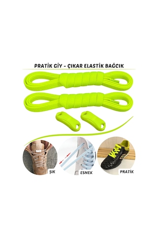 Tak Bırak Klipsli Elastik Nesil Akıllı Bağcık - Neon Sarısı Neon Sarı