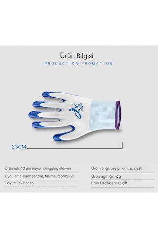 İş Sigortası Eldivenleri Aşınmaya Ve Kire Dayanıklı Turuncu - Siyah 1 Paket 12 Çift