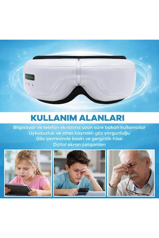 Eldi Medikal Göz Yorgunluğu İçin Isıtmalı Hava Basınçlı Bluetoothlu Akıllı Göz Masaj Cihazı