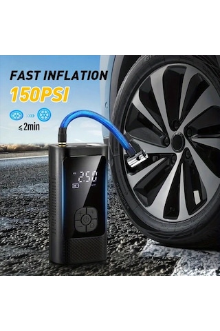 Willowhaven Jkuoo Elektrikli Mini Pompa 150psı Dijital Lcd Ekran Şişirme Aracı Siyah