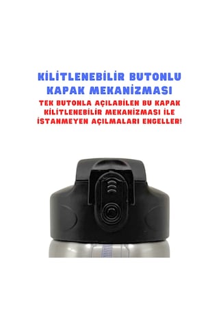 600ml Superman Lisanslı Pipetli Kilitlenebilir Kapak Paslanmaz Çelik Termos Matara Çok Renkli