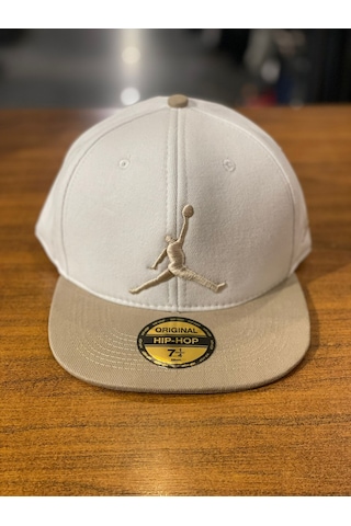 Air Jordan Beyaz Bej Renk Hiphop Snapback Rapper Basket Cap Şapka Beyaz