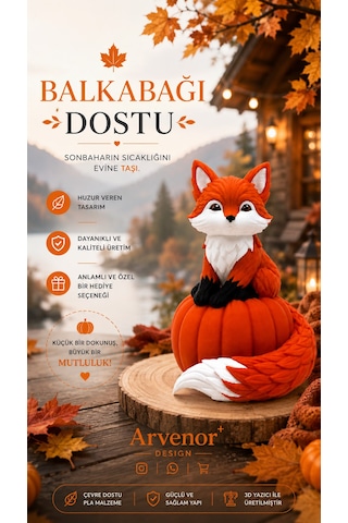 Balkabağı Dostu 15cm Dekoratif Biblo 3d Baskı