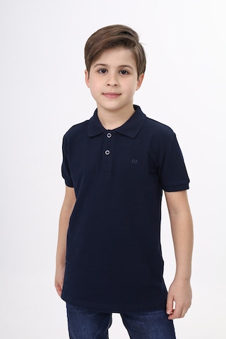 Toontoy Kids Toontoy Unisex Polo Yaka Düğmeli Uzun Kısa Tişört Lacivert