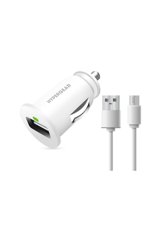 Hypergear 2.1A 2X Hızlı Araç Şarj Aleti Set Micro Kablo Beyaz