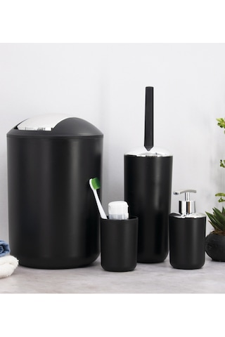 Banyo Aksesuar Seti, Çöp Kovası Seti Siyah