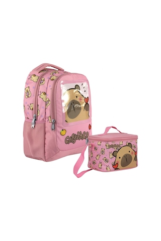Capybara Kız Çocuk Okul Sırt Çantası Ve Beslenme Çantası Seti - Pembe - Setcpb5212b Çok Renkli