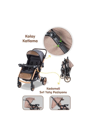 Babycare Combo Maxi Pro Çift Yönlü Bebek Arabası Gold