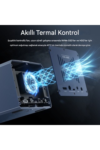 Acasis Ec4501 Thunderbolt 4 40gbps, 2x 2.5"/3.5" Hdd, 2x M.2 Nvme Ssd Yuvası, Max.76tb Kapasite, 4 Raıd Modu, 8k 60hz, Dahili Akıllı Fan, Type-c, Alüminyum Raıd Disk İstasyonu Ec4501