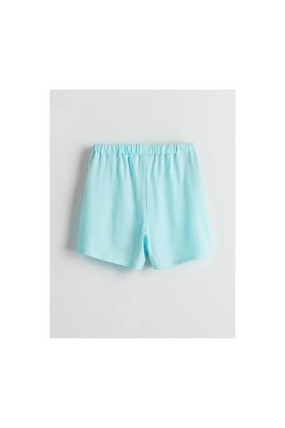 Lc Waikiki Lcw Kids Mavi Beli Lastikli Kız Çocuk Şort Aqua Green