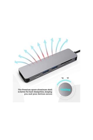Pro Type C Adaptörü Çoklu Bağlantı Noktalı Kart Okuyucu 4k İçin 6'sı 1 Arada Usb-c Hub