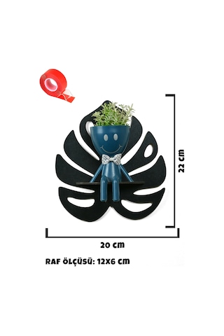 Yaprak Desenli Ahşap Raf Monstera Deve Tabanı Yaprağı