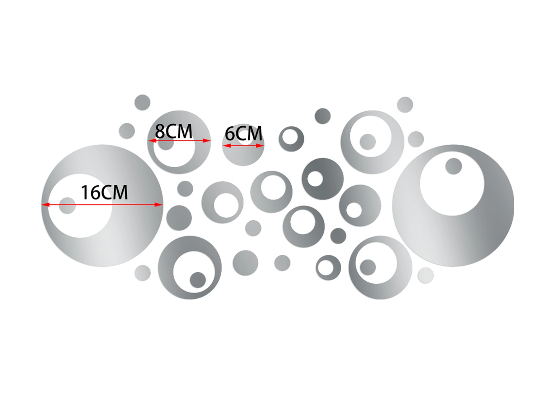 Dianziye 32 Adet/set Akrilik Yansıma Sticker, Ev Salonu Yatak Odası Dekorasyonu İçin, Gerekli Çift Taraflı Sticker İle, Gümüş Renkli Gümüş