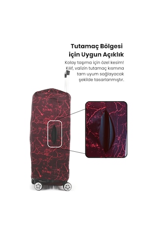 Lubros Valiz Kılıfı Bavul Koruyucu Yıkanabilir Alev Damarı