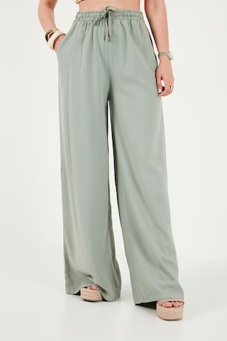 Lela Pamuklu Relaxed Fit Yüksek Bel Geniş Paça Pantolon Bayan Pantolon 668yp5559 Açık Haki