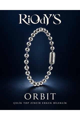 Riody's Orbit Erkek Bileklik Parlak Çelik Top Zincir Geçme Kilitli Modern Tasarım Gri Gümüş