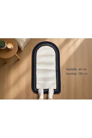 Nakkaş Home Peluşlu Jüt Seccade 60x120 Yumuşak Dokulu Kaydırmaz Taban Siyah&beyaz Siyah - Beyaz