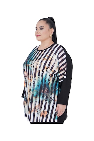 Kadın Büyük Beden Oversize Salaş Bluz Tunik Siyah